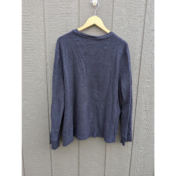 Men Blue Stone Washed Waffle Knit Flannel Undershirt 2XL Work Shirt Farm Western - Picture 2 of 4